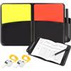 KEWUZY Cartellini Arbitro Calcio Kit, 2pcs Fischietti Arbitro in Metallo, Cartellini Rossi e Gialli con Fogli Portafogli, Set di Carte da Arbitro di Calcio con Matite per Gioco Calcio Scuola Sport