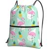 YYHHAOFA Zaino con cerniera con coulisse e stampa ananas rosa fenicottero - Borsa da palestra durevole, leggera e resistente all'acqua per viaggi, sport e trasporto quotidiano