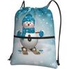 YYHHAOFA Grazioso zaino natalizio con stampa di pupazzo di neve e fiocco di neve con coulisse e cerniera, leggero e impermeabile, borsone da palestra con tasca per viaggi, sport, yoga