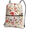 YYHHAOFA Zainetto rustico con stampa floreale con rose e cerniera, leggero, impermeabile, con tasca, per viaggi, sport, yoga