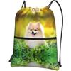 YYHHAOFA Zainetto con coulisse e cerniera, con stampa di un cane, leggero, impermeabile, con tasca, per viaggi, sport, yoga