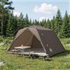 Ziaphsol Tenda a tunnel marrone e grigio per 4 persone, in poliestere 185T con rivestimento in PU, impermeabile e resistente ai raggi UV, leggera tenda familiare con ventilazione, per campeggio