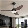 AQLEDY Ventilatore da Soffitto con Luce e Telecomando, Lampadario con Ventola da Soffitto Silenzioso 6 Velocità, Motore DC Reversibile, Pale da Soffitto con Luci LED per Camera Soggiorno - Legno Nero