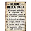 KUSTOM ART Quadro da Parete Serie Citazioni &Aforismi Le Regole della Casa Stampa su Legno 25x18 cm.