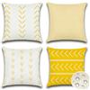 JOTOM Federe Cuscini Divano 45x45cm Esterno Impermeabili Moderni Geometrico Primaverili Estate Federe Copricuscini Decorativo Fodera per Cuscini Per Divano Giardino Set di 4 (Giallo)