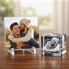 PV Grafik Targa Festa del papà Personalizzata e Cubo in Cristallo con Foto Incisa all'interno, Regalo Compleanno Papà. Personalizza la tua Targa e il tuo Cristallo. (LOVE)