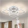 ZAITINZ Plafoniera LED Cromata 80W, 5 Quadrati, Dimmerabile con Telecomando