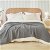 EMME, Coperta in mussola di cotone per letto matrimoniale, morbida, grande, a 6 strati, 203 x 228 cm, leggera e traspirante, per tutte le stagioni, colore grigio