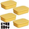 CNKHDZ Set da 4 contenitori con coperchio, contenitori impilabili con coperchio, contenitori in plastica per scaffali, cucina e bagno (Giallo, 25.5 * 18 * 7.7cm)