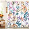 Kzzfqxb 183x183cm Tende da doccia floreali con ganci, Rami esuberanti con fiori colorati in fiore impermeabili occluso per vasca, elegante bello tessuto in poliestere per bagno delle ragazze
