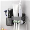ALOCEO Porta Spazzolino per Spazzolini Elettrici da Parete Set Custodia, Porta Testine Spazzolino Elettrico con 2 Ganci, Organizzare il Spazzolino Caricabatterie e Dentifricio, Nero