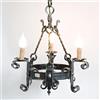 arterameferro Lampadario in Ferro Battuto Made in Italy a 3 Luci per Castello