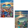 XongSyue 5D Diamond Painting Kit Completo, 2 Pezzi Spiaggia Diamond Painting, Cuore Pittura Diamante, Diamond Painting Bambini, Strass Ricamo a Punto Croce Pittura con Diamanti per DIY Decorazione Casa Pareti