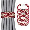 Pretty Jolly Set di 4 fermatenda magnetici in stile nordico, fermatenda in corda intrecciata per tende da finestra di casa e ufficio (rosso vino e beige)