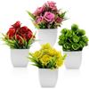 JINXIAN 4 Pezzi Fiori Artificiali Piantine Finte Decorative 16 cm Vaso per Piante da Interno Fiori Finti Resistente All'umidità Piante Finte da interno in Vaso per Mobile TV Cucina e Bagno