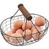 Generic Cesto portauova in ferro, cestino per uova di gallina, rustico con manico in legno, cestino portaoggetti da picnic con design rustico, contenitore decorativo per 12 uova, per cucina e sala da pranzo