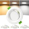 Laiebri 3 Faretti LED da Incasso per Cartongesso, Foro Ø68-80 mm, Orientabili 45°, Faretti LED Ultrasottili da 23 mm, 5W, 3 CCT 2700K/4000K/6000K, IP44 per Bagno e Cucina, 230V, Bianco