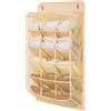 MISNODE Organizzatore per Biancheria Intima da Appendere per Armadio, Organizer da Porta, Borsa Portaoggetti da Appendere in Rete Multistrato, Mensola a Muro per Biancheria Intima(15 Tasche Beige)