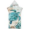 Treer Poncho Asciugamano con Cappuccio, Adulto Spiaggia Robe Cambiarsi Microfibra Assorbente Telo da Bagno Asciugatura Rapida Copricostume Accappatoio per Mare Surf (75x110cm,Tartaruga di mare)