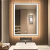 GANPE Specchio da bagno a LED, specchio da trucco da parete, grande specchio moderno senza cornice, anti nebbia+IP44 impermeabile+verticale e orizzontale (80 x 60 cm)