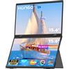 HONGO Dual Portable Monitor USB C, schermo triplo schermo pieghevole da 15,6 pollici 1080P FHD IPS, doppio monitor portatile a 360°, esterno per ordinatore portatile (no driver)