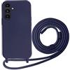 Beajew Custodia per Samsung Galaxy A24 4G Cover con Regolabile Rimovibile Corda da Catena Collana Necklace Antiurto Cordino Collari per Samsung Galaxy A24 4G, Blu Scuro
