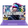 NOTODD PC Portatile 16 Pollici Computer Portatile Win11 12GB 512GB 1TB SSD Espansione N5095 fino a 2.9Ghz, Notebook Laptop Ventola di Raffreddamento丨5GWIFI丨2K FHD丨Mini HDMl丨Membrana Tastiera Italiana- Viola