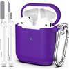 MHYALUDO Custodia per Airpods 1a/2a generazione (2016/2019),Custodia protettiva in morbido silicone per Airpods 1a/2a con LED visibile sulla parte anteriore,con kit di pulizia,Viola