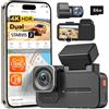 WOLFBOX X5 Duo 4K + 2.5K Dashcam Auto con anti shake, STARVIS 2 HDR Dashcam anteriore posteriore con 5.8 GHz WiFi GPS, scheda da 64 GB, controllo vocale e touch screen, IMX678+IMX675 Dash cam