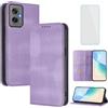 OUEAYIEN Cover per Motorola Moto G55 5G Custodia a Libro con Vetro Temperato Vio | Blocco RFID,Antiurto,Pelle Portafoglio Case,Porta Carte,Supporto Stand,Vintage Flip Custodia per Motorola G 55 MotoG55