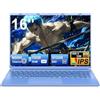 NOTODD PC Portatile Win11 Laptop 12GB 512GB 1TB SSD Espansione, Notebook 16 Pollici Celeron N5095 (fino a 2.9Ghz) 丨Ventola di Raffreddamento丨5G WIFI丨1920 * 1200 2K Schermo Doppio- Blu