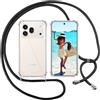 ISOI Cover con Cordino per Honor 600 Pro, Custodia Trasparente con Collana Tracolla Laccio Collo Ultra Sottile Morbido TPU Silicone Antiurto AntiGraffio Case, Nero