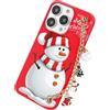 Yoedge Natale Cover per iPhone 14 Pro Max 6,7 con Catena, Natalizia Braccialetto Custodia con Carino Disegni Pupazzo di Neve, Sottile Silicone TPU Bumper Antiurto Protettiva Christmas Case, Rosso