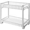 SONGMICS Portaspezie, Scaffale da Cucina in Metallo a 2 Ripiani, con Tapetto per Ripiano in Plastica, Piedini Antiscivolo, Assemblaggio Facile, per Banco, Dispensa, Bagno, Argento KCS013E01