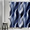 Uiiooazy Tenda Doccia Antimuffa, Tenda da Doccia 180x200cm Blu Navy Righe Sfumata Blu Scuro Banda Gradiente Tende da Bagno Tessuto Lavabile Impermeabile Tende per Vasca da Bagno con 12 Anelli