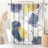 Uiiooazy Tenda Doccia Antimuffa, Uiiooazy Tenda da Doccia 180x220cm Blu Navy Boho Chic Tropicale Astratta Foglie di Palma Giungla Tende da Bagno Tessuto Lavabile Impermeabile Tende Vasca da Bagno con 12 Anelli