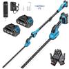 finade Tagliasiepi con Asta Telescopica, 2 in 1 Kit Potatura Sega Elettrico Tagliasiepi 2,65 M con Motore da 550 W, 2 * 4000 mAh Batterie, Tracolla, Occhiali e Guanti per Tagliare Giardini, Arbusti, Rami