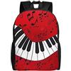 AdaNti Musica Nota Piano stampa Zaini Impermeabile Leggero Daypack Casual Borsa A Tracolla Per Lavoro Viaggiare Campeggio, Nero , Taglia unica