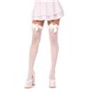 Leg Avenue Calze autoreggenti da donna in pizzo a righe cutecore autoreggenti da donna con fiocco in raso, bianco, taglia unica
