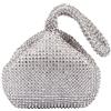 AMZLORD Mini pochette da sera da donna e ragazza, con strass glitterati, for feste, balli studenteschi, matrimoni, Argento, 23CM*20CM*7CM