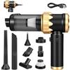 omxa Aspirapolvere Auto Senza Fili Vacuum Cleaner, Aspirabriciole Portatile, Mini Aspirapolvere 4 in 1 26000PA, Aspira Briciole Potente Ideale per la Pulizia dell'auto e Della Casa, Oro Nero