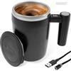 Fyeme Tazza auto-commovente USB 400 ml Self Stirring Mug con schermo temperatura, antiscivolo, fondo elettrico, per caffè, tè, cioccolata calda (nero)