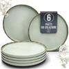 PURE LIVING INTERIOR DESIGN Set di Piatti in Ceramica per 6 Persone Rustic - 6 Piatto della colazione Moderni Lavabili in Lavastoviglie - Elegante Servizio di Piatti per 6 Persone, Set Moderno - Pure Living verde menta