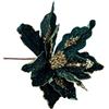 Whychstore Fiore di Natale artificiale in tessuto, stella di Natale glitterata, per matrimoni, albero di Natale, Capodanno, decorazioni per ghirlande di Natale (verde scuro)