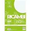 Pigna 00629064M, Ricambio non rinforzato, Rigatura 4M, quadretti 4 mm per 4° e 5° elementare medie e superiori, Carta 80g/mq, Pacco da 80 Fogli