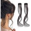 KBRPEY 2 Pezzi Frangia Clip Capelli Veri 35 cm Natural Side Air Bangs Draghi Sintetici Posticci con Tempie per Donne (Nero B)