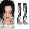 KBRPEY 2 Pezzi Frangia Clip Capelli Veri 35 cm Natural Side Air Bangs Draghi Sintetici Posticci con Tempie per Donne (Nero A)