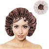 KBRPEY Cuffia Seta Capelli Notte Cuffia Doccia Elasticizzato e Regolabile Berretto da Notte Morbido e Confortevole Per Donna Ragazza（Marrone caffè）
