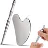 WUYJI Manual Massage Tools, gua sha Una tavola gua sha in acciaio inossidabile a forma di cuore + un bastoncino per agopressione un massaggiatore gua sha per il viso un regalo per le donne (argento)