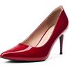 GENSHUO Scarpe da Donna con Tacco a Spillo 8 cm, Punta Chiusa, Design Classico Elegante, Vernice Rossa, 39 EU